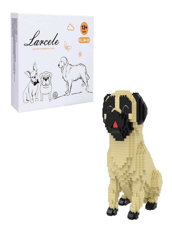 Larcele Micro Building Blocks Set, DIY Mini Building Toy Bricks for Age Over 12 Years, 1033 Pieces KLJM-02 (Pug Dog) - Image 1